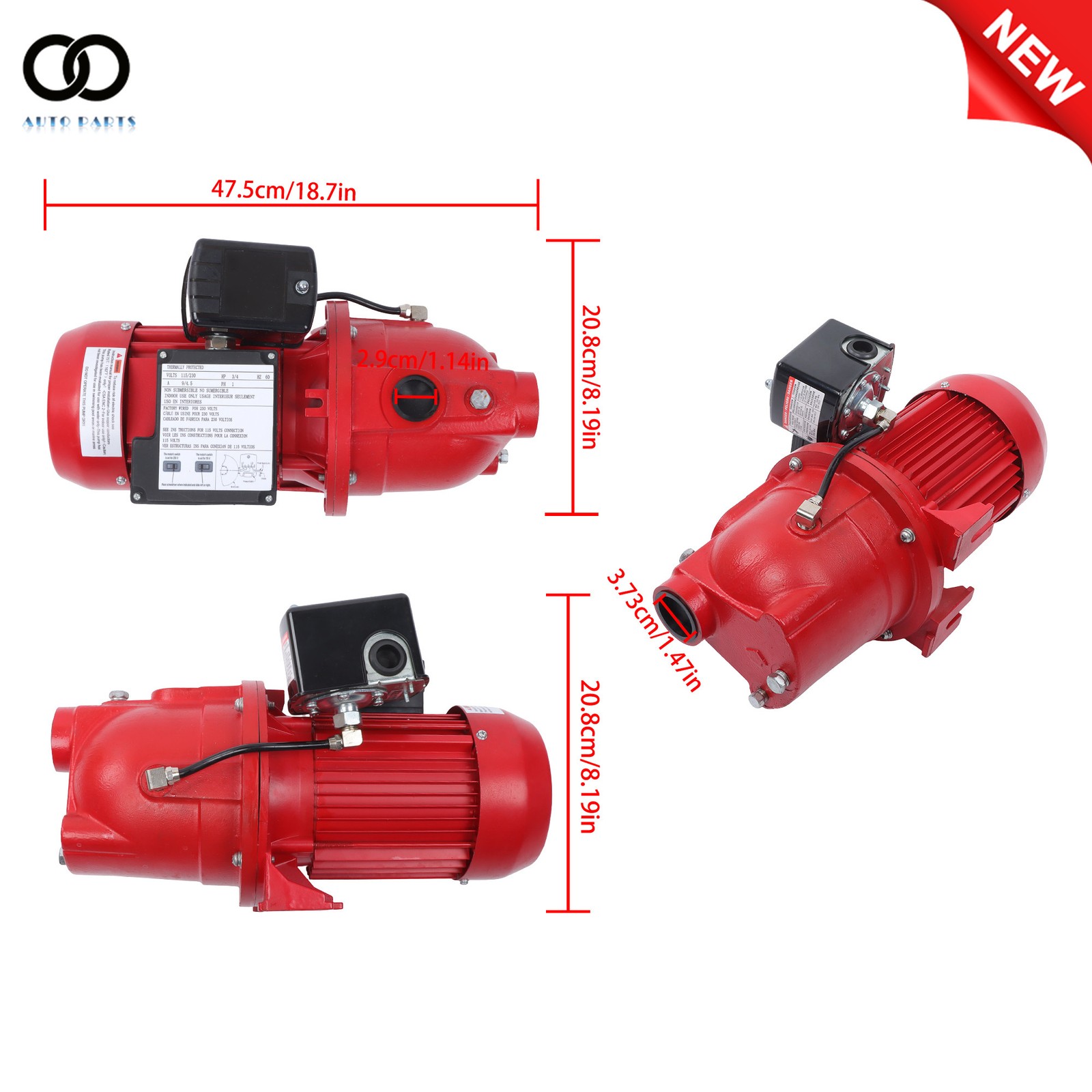 Cast Iron 3/4 HP, 13 GPM Dual 115/230v Shallow Well Jet Pump, 97080701