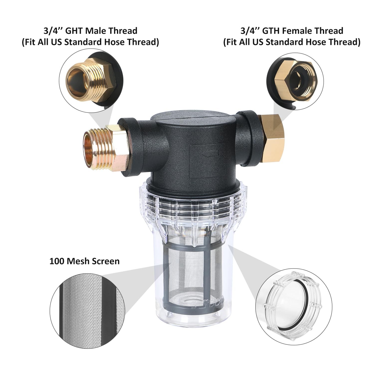 in-line Garden Hose Water Filter for Well Water, Line Hose Water Sediment Fil…