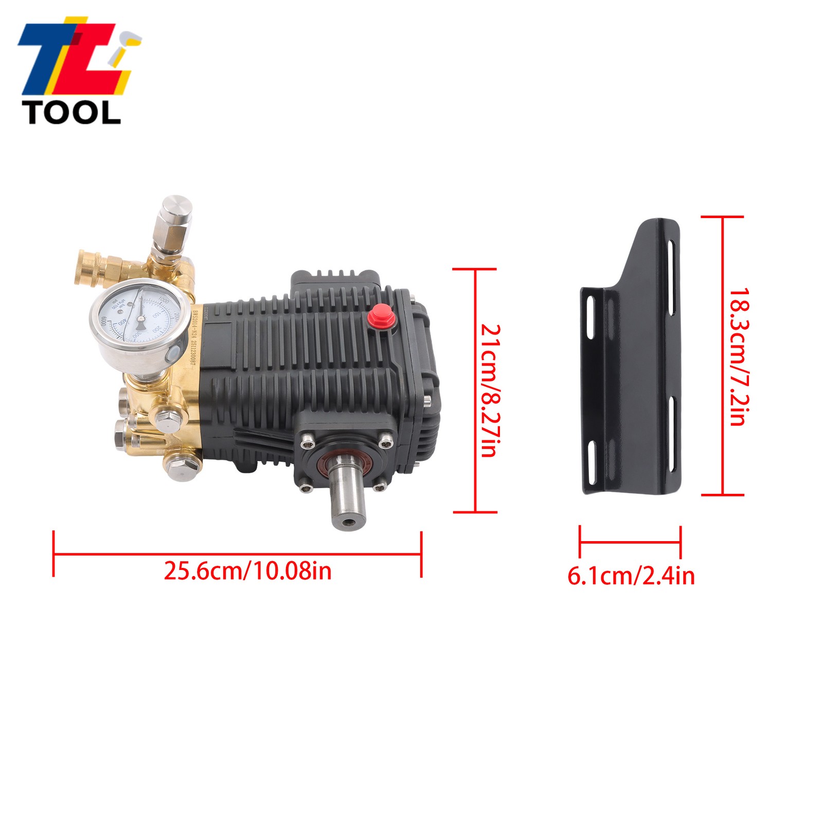 General Right Shaft 3500 PSI Pressure Washer Pump 4.5 HP Belt Drive 5.6 gpm