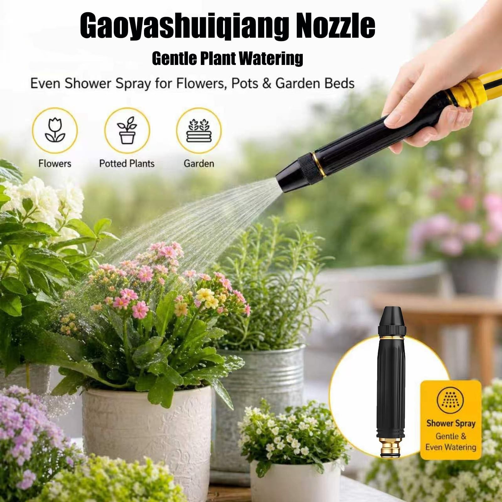 2PCS High Pressure Car Wash Water Gun & Hose Nozzle, 3 Spray Modes for Gardening