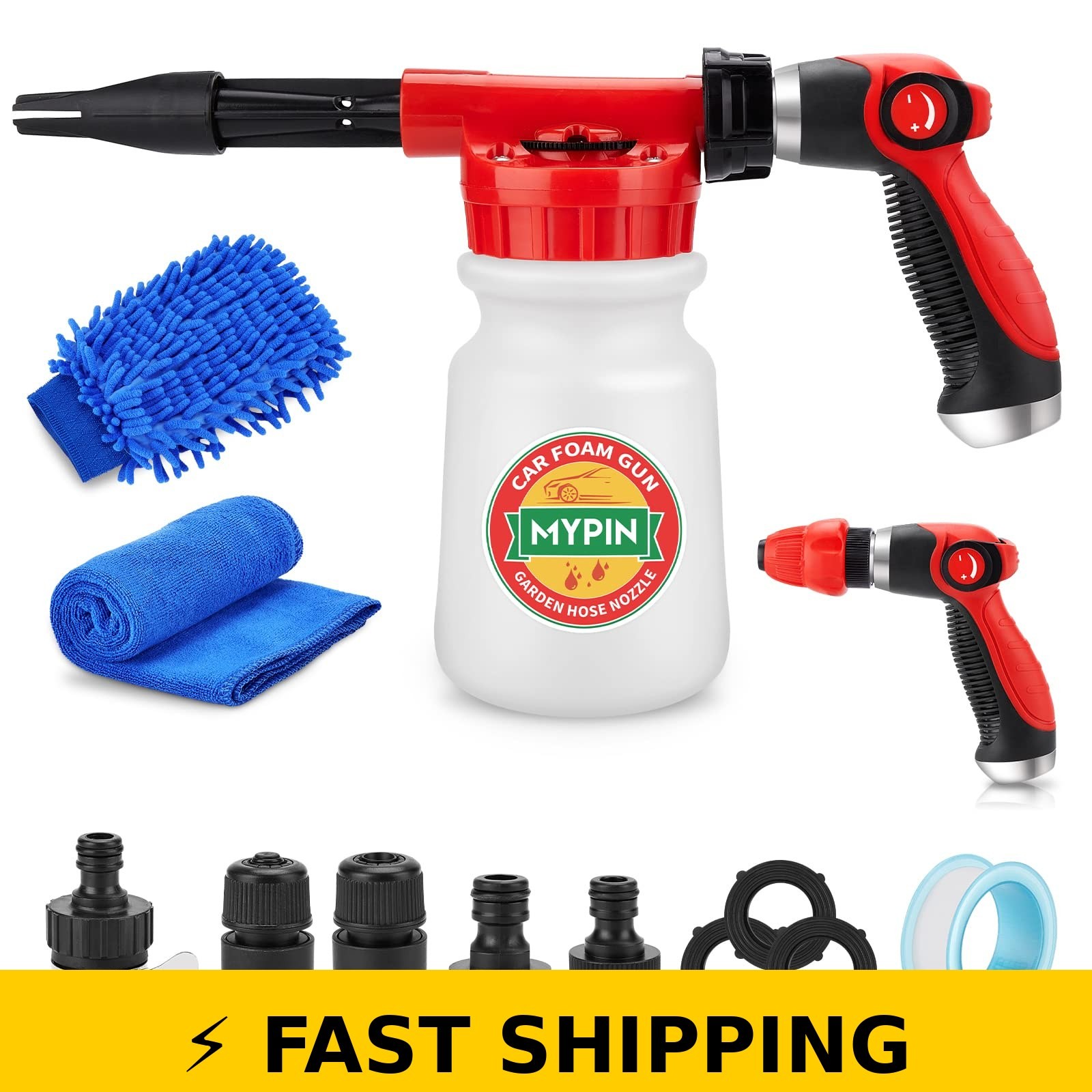 MYPIN Car Wash Foam Gun 16 in 1 with Adjustable Dial for Cleaning