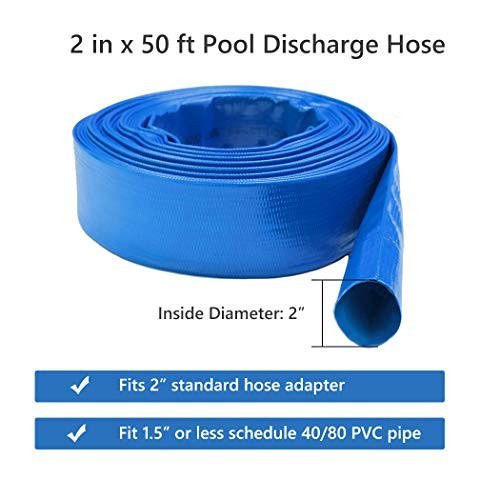 Manguera piscina 2″x50FT resistente presión, drenaje agua, flexible azul