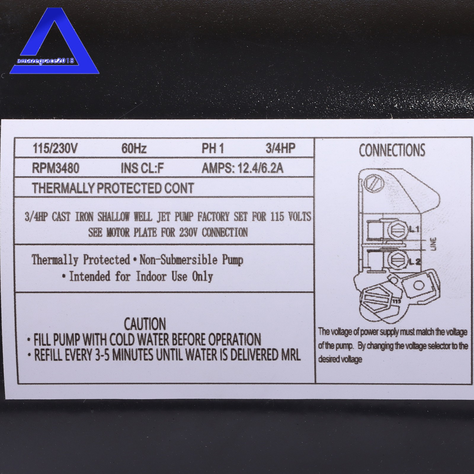 Heavy Duty 3/4 HP Shallow Well Jet Pump SWS75 Up to 510 GPH 115/230V 3480RPM