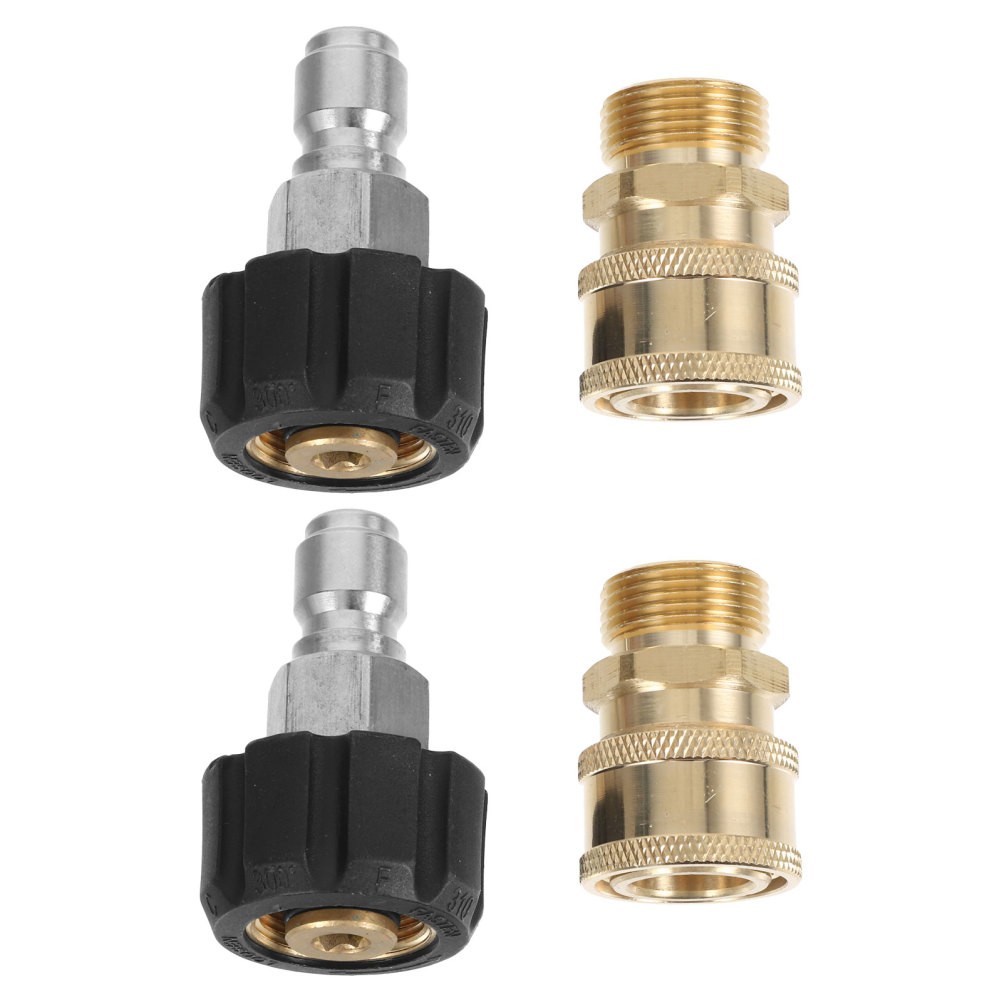 2 Sets Reusable Brass Power Washer Hose Adapter Quick Connect Fittings Black
