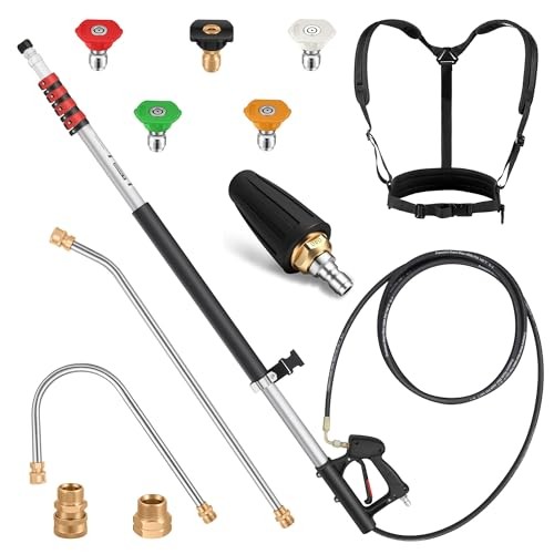 24 FT Telescoping Pressure Washer Wand – Turbo Nozzle Attachment Power 24FT-SE