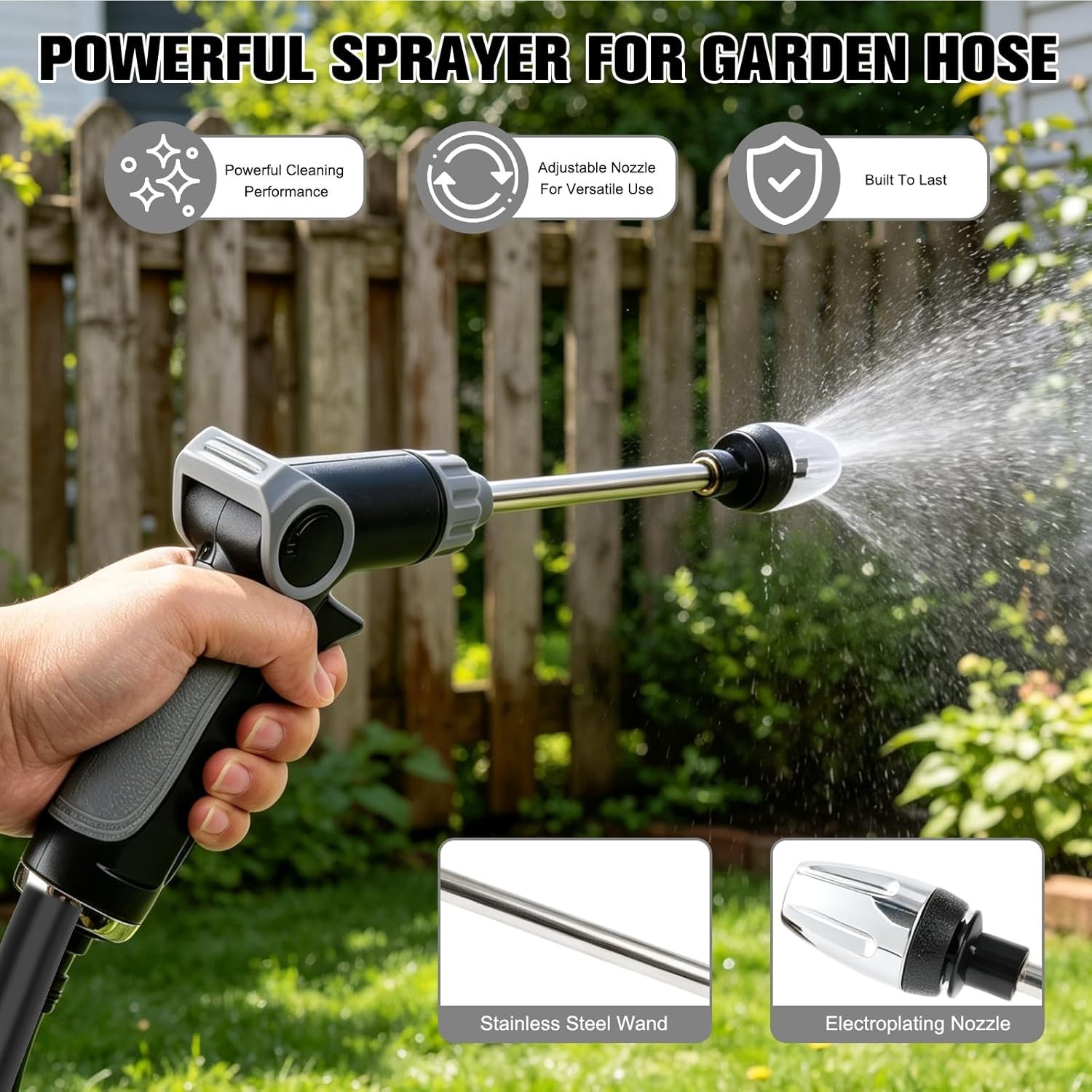 Leak-Proof High Pressure Washer Gun for Yard, Car & Pet Washing – Metal Build