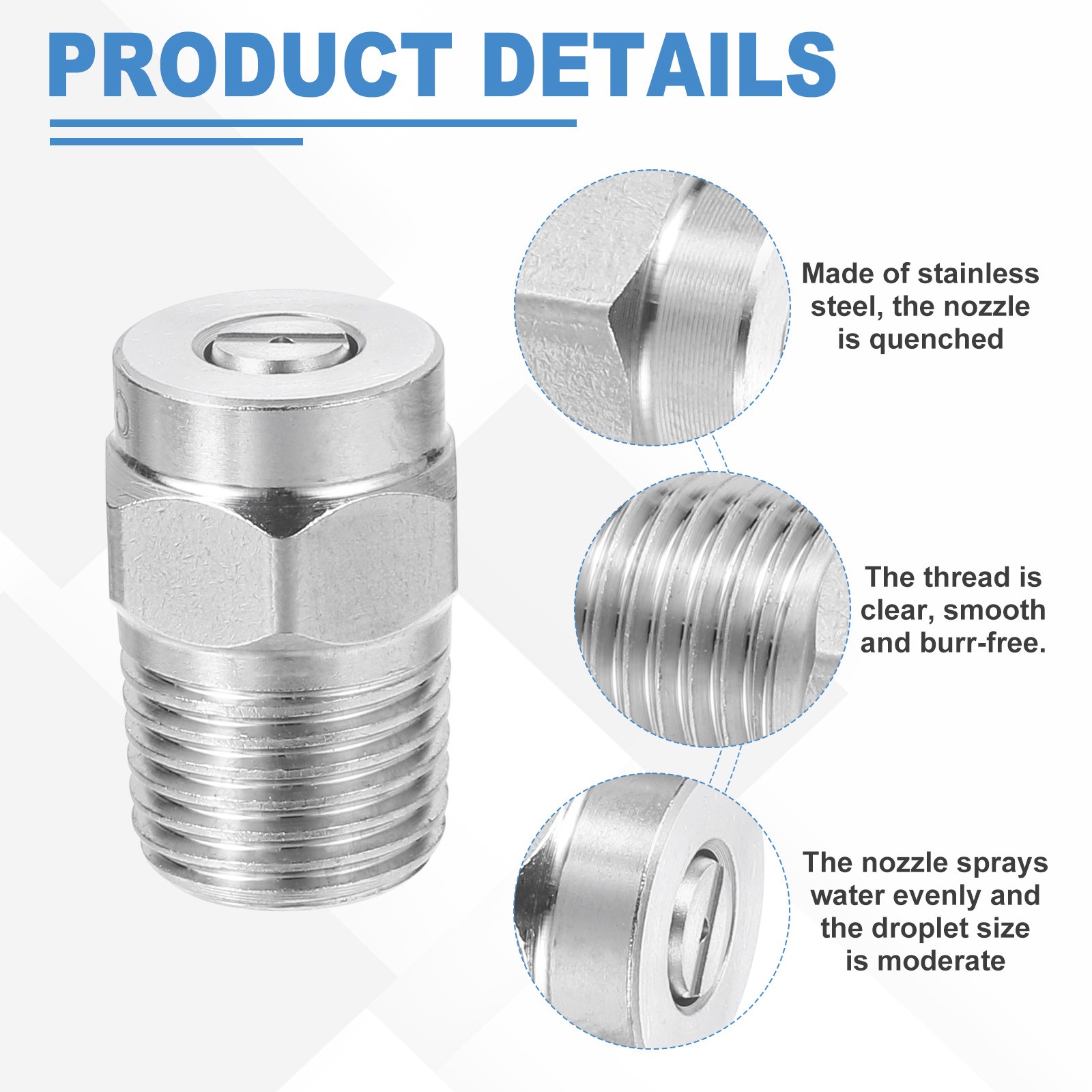 Surface Cleaners Tips Thread Nozzle, 1/4 Inch NPT Male, 030 Orifice, 15 Degree