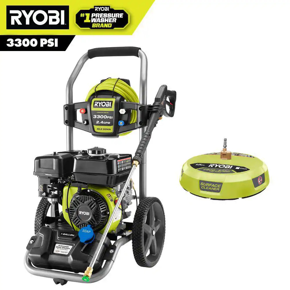 3300 PSI 2.4 GPM Cold Water Gas Pressure Washer with 212Cc Engine and 15 In. Sur
