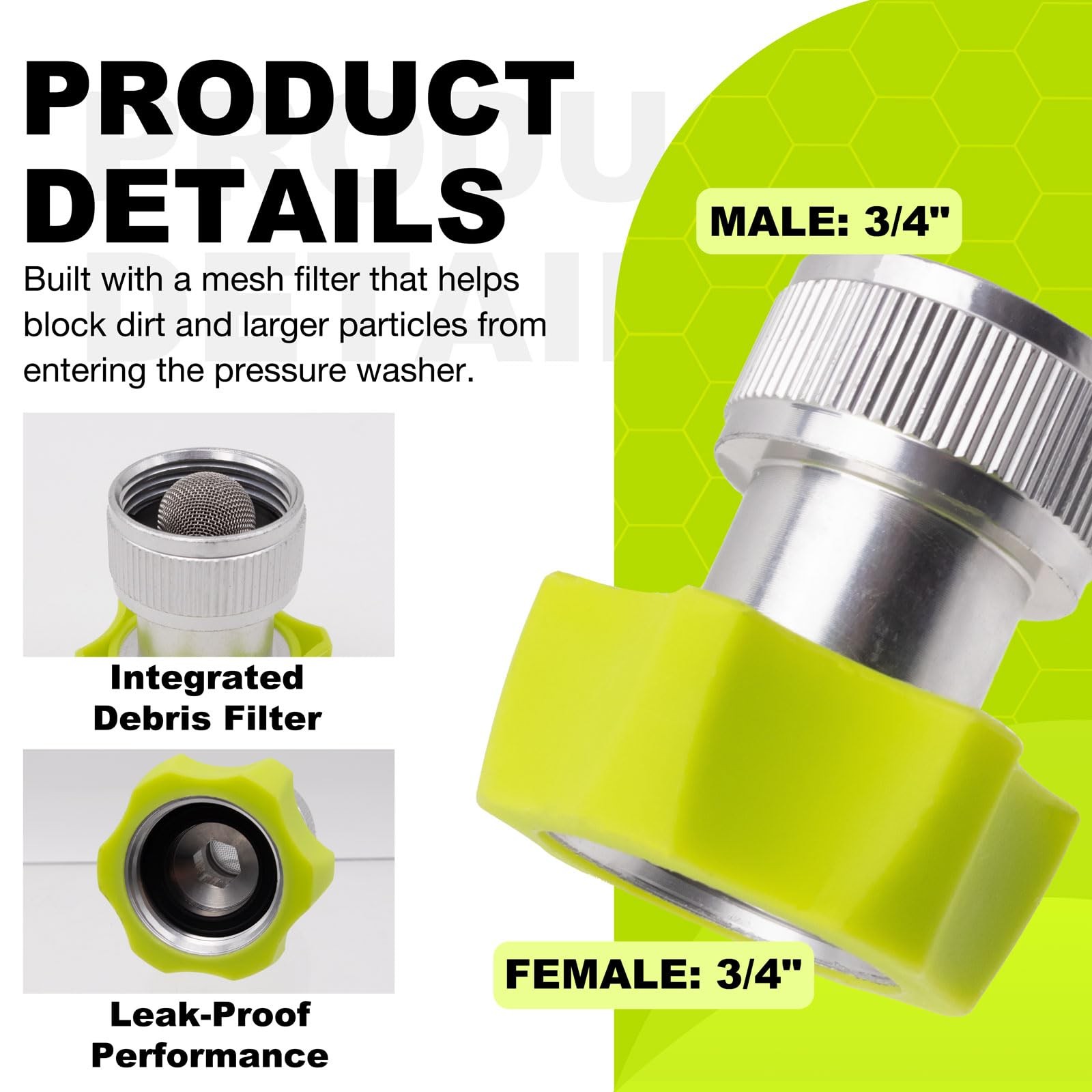 2 PCS 3/4 Inch Aluminum Pressure Washer Garden Hose Adapter Fits Sun Joe SPX