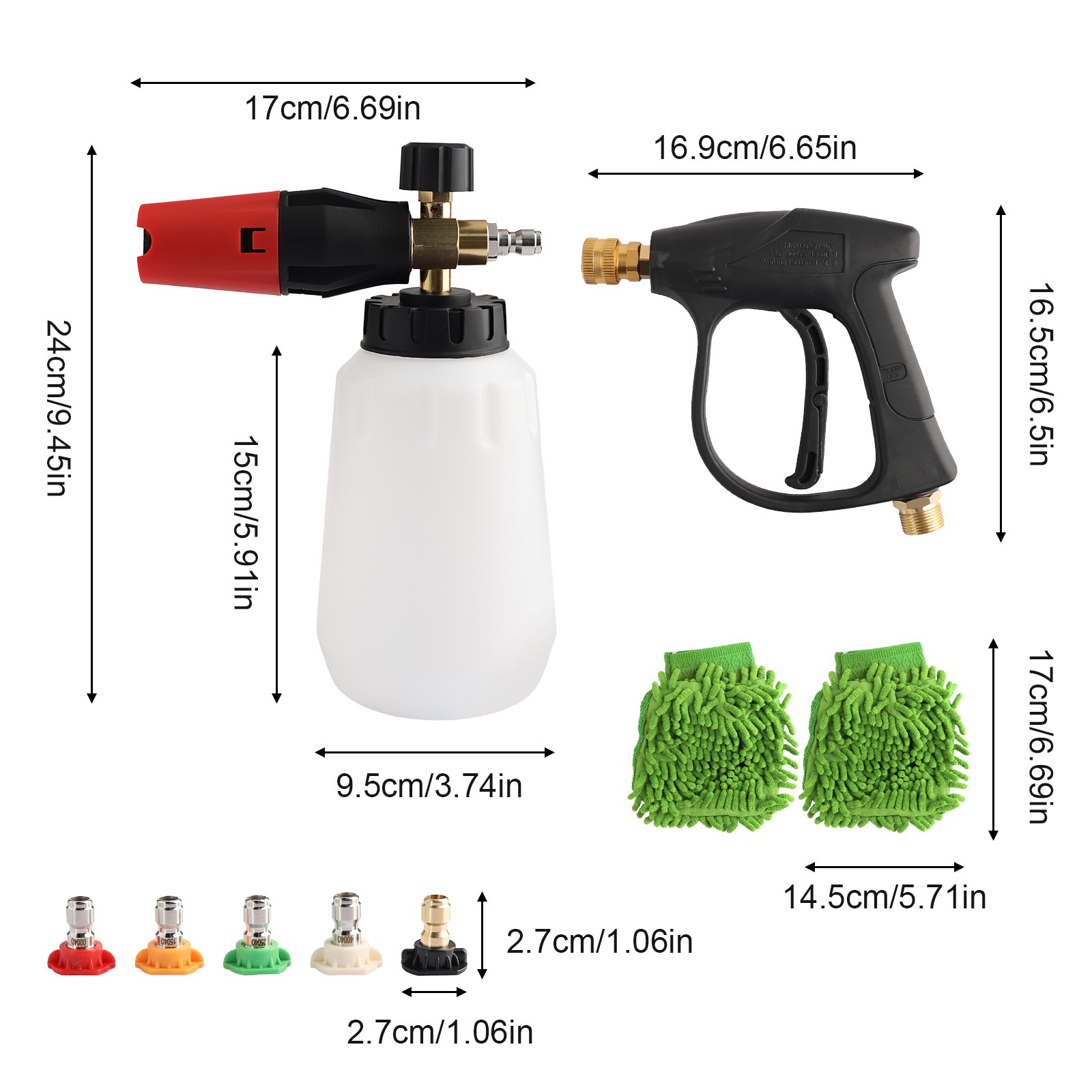 1/4″ Snow Foam Washer Gun Car Wash Soap Lance Cannon Spray Pressure Jet Bottle