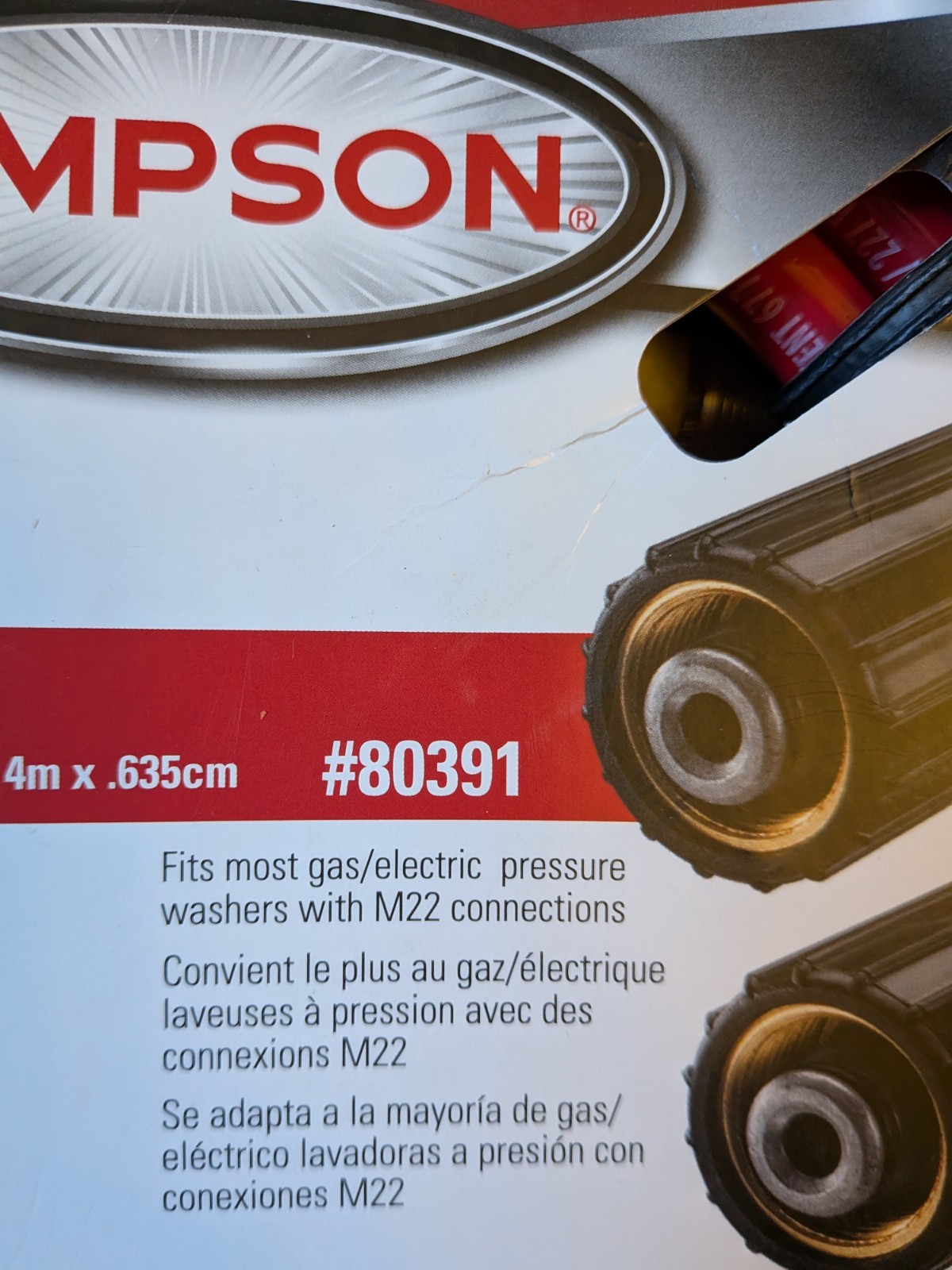 SIMPSON MorFlex Hose For Pressure Washing, 30ft x 1/4in. 3300-PSI Max #80391