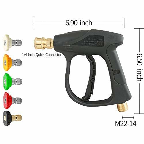 High Pressure Washer Gun3000 Psi Max With 5 Color Quick Connect Nozzles M22 Hose