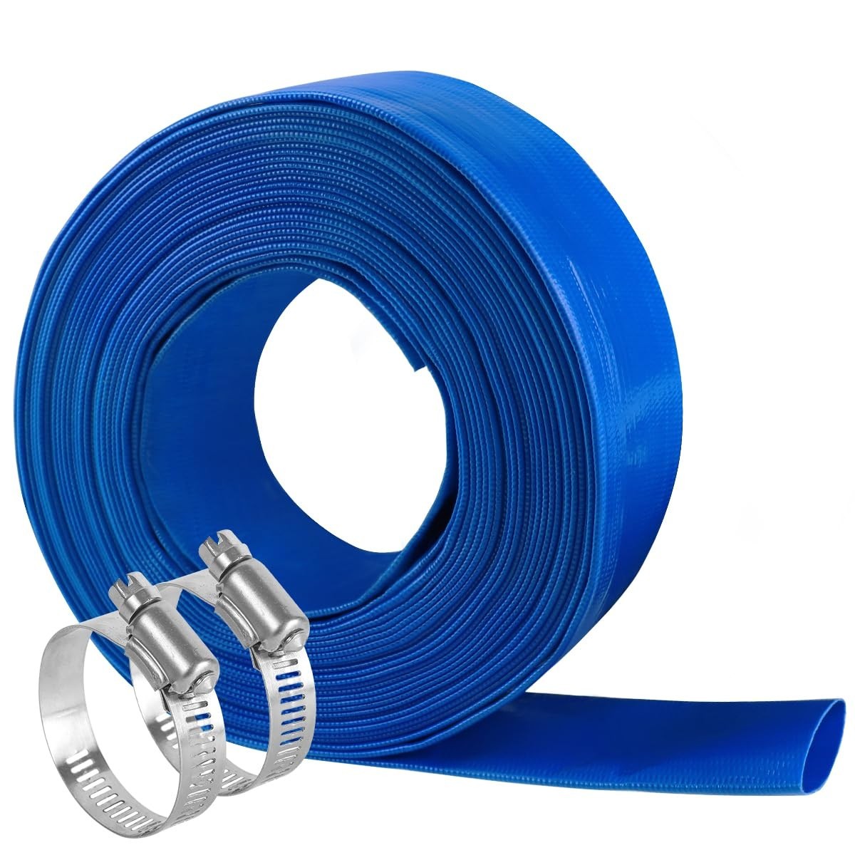 Manguera piscina 2″x50FT resistente presión, drenaje agua, flexible azul