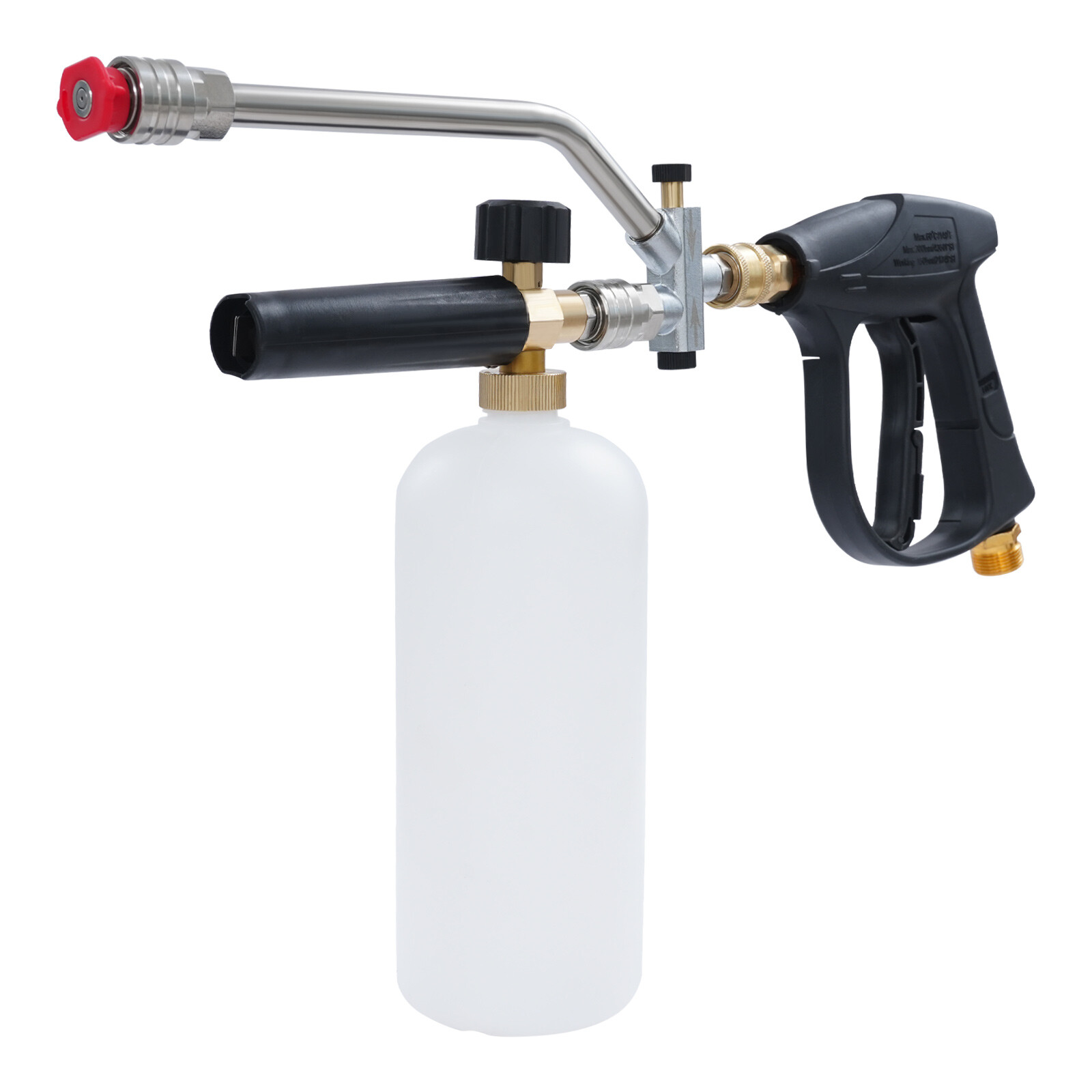 6.69in 0.22Gal Black/Silver Steel Pressure Washer Gun With 5 Replaceable Nozzles