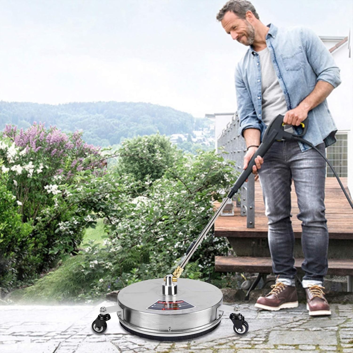 Twinkle Star 15″ Pressure Washer Surface Cleaner With 3 Wheels,