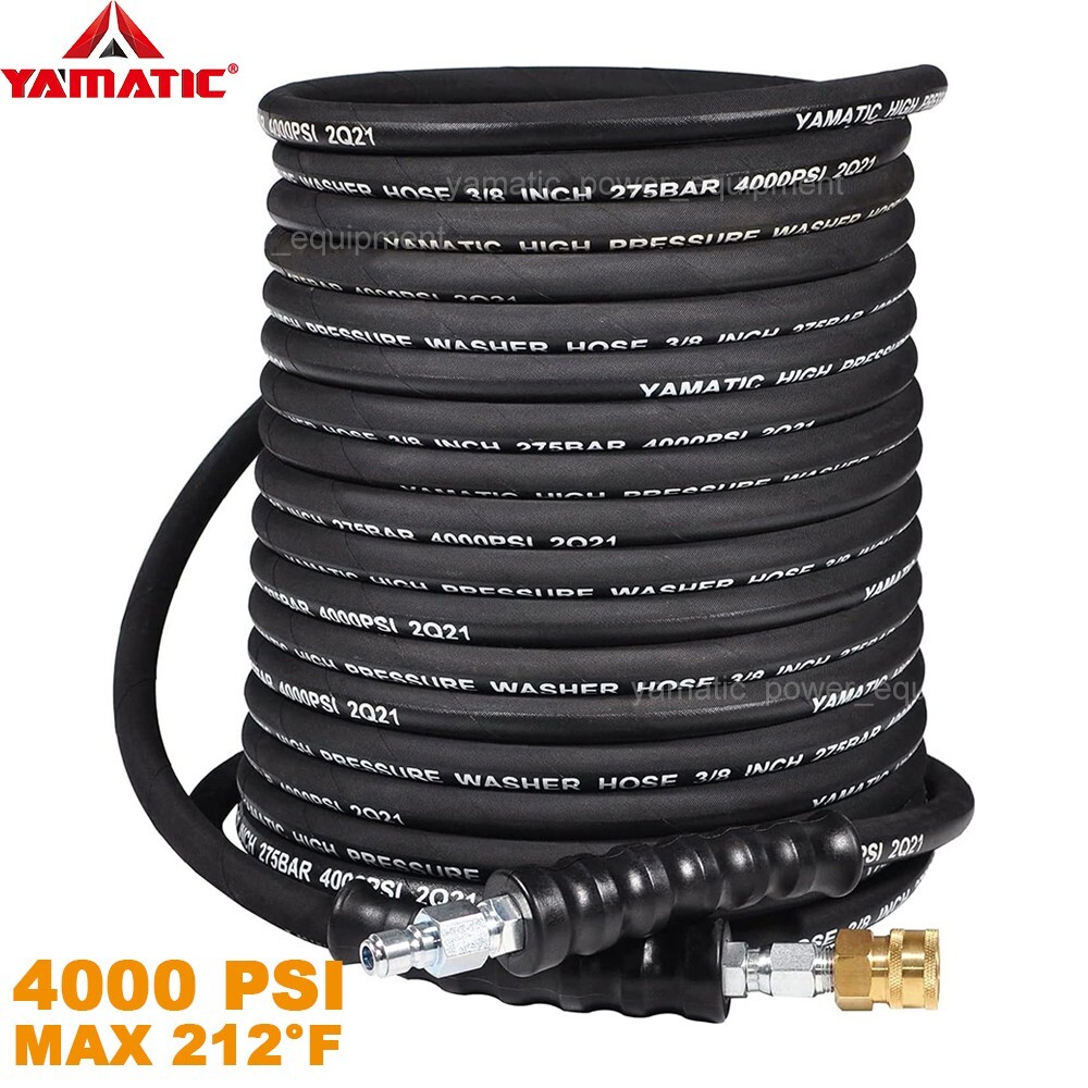 YAMATIC 3/8″ Pressure Washer Hose Kink Resistant Hot Water Max 212°F 4000 PSI