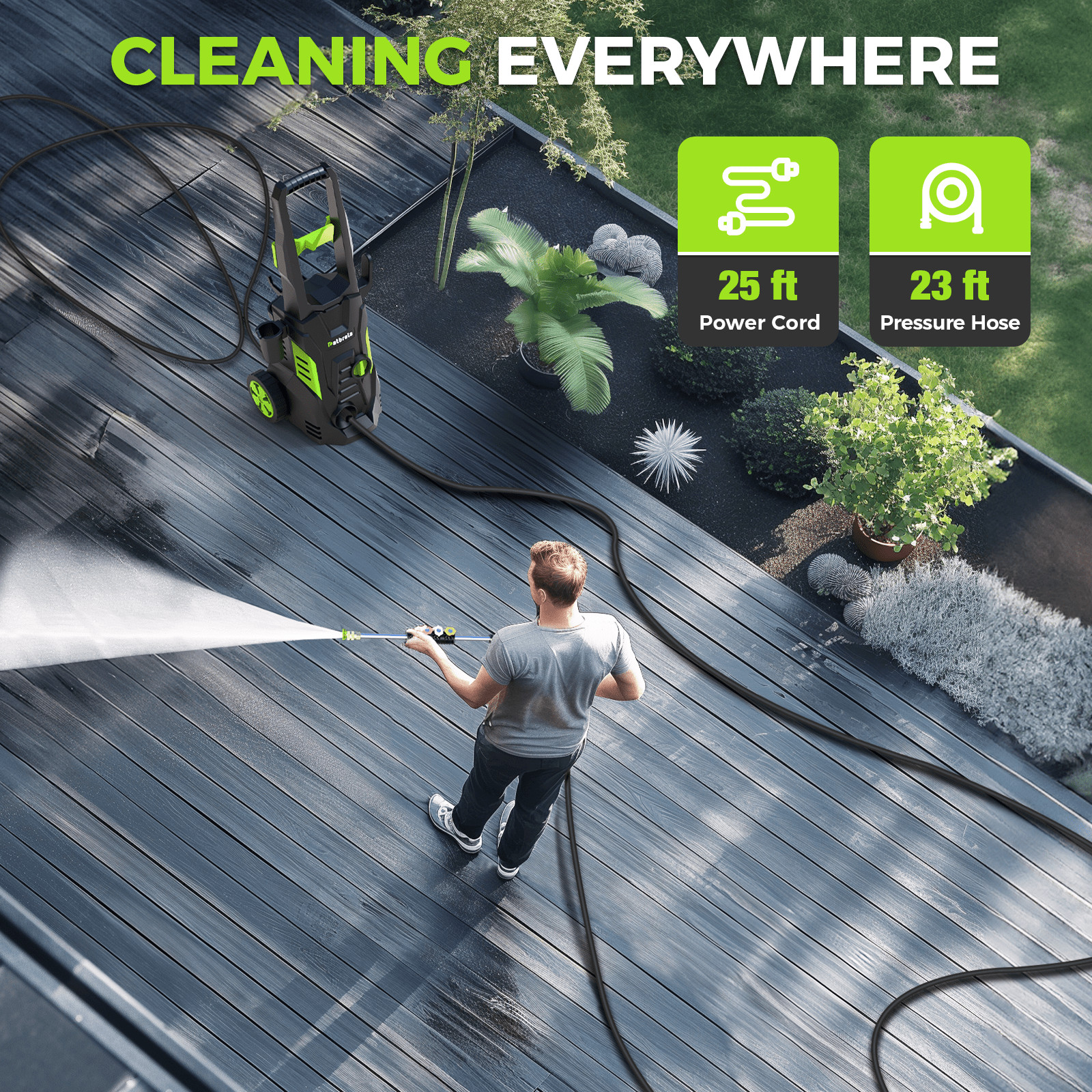 HOMSHADE 1800W Electric Pressure Washer, 5000 PSI, 3.0 GPM, Portable with 4