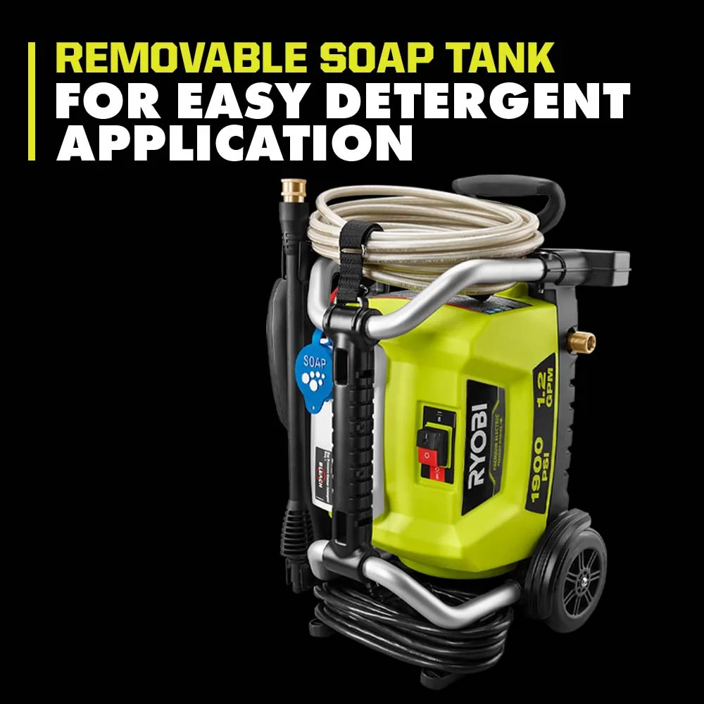 RYOBI 1900 PSI 1.2 GPM Cold Water Wheeled Corded Electric Pressure Washer