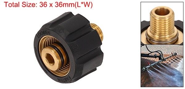 Pressure Washer Adapter, M22 14mm Female to G1/4″ Male 36mm Brass Fittings