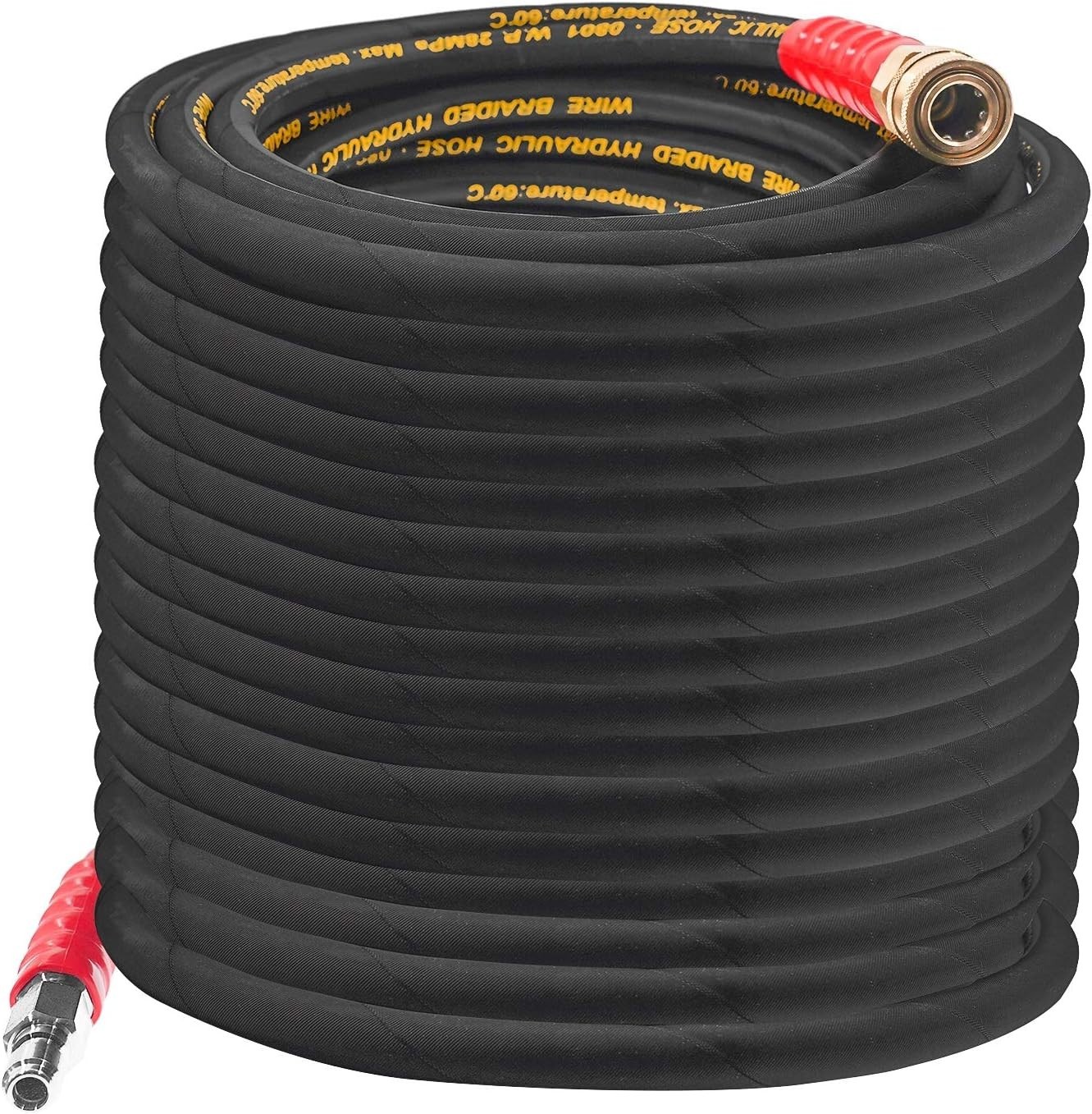 Rubber 50FT Pressure Washer Hose with 3/8” Connection – Max 16,000 PSI Burst