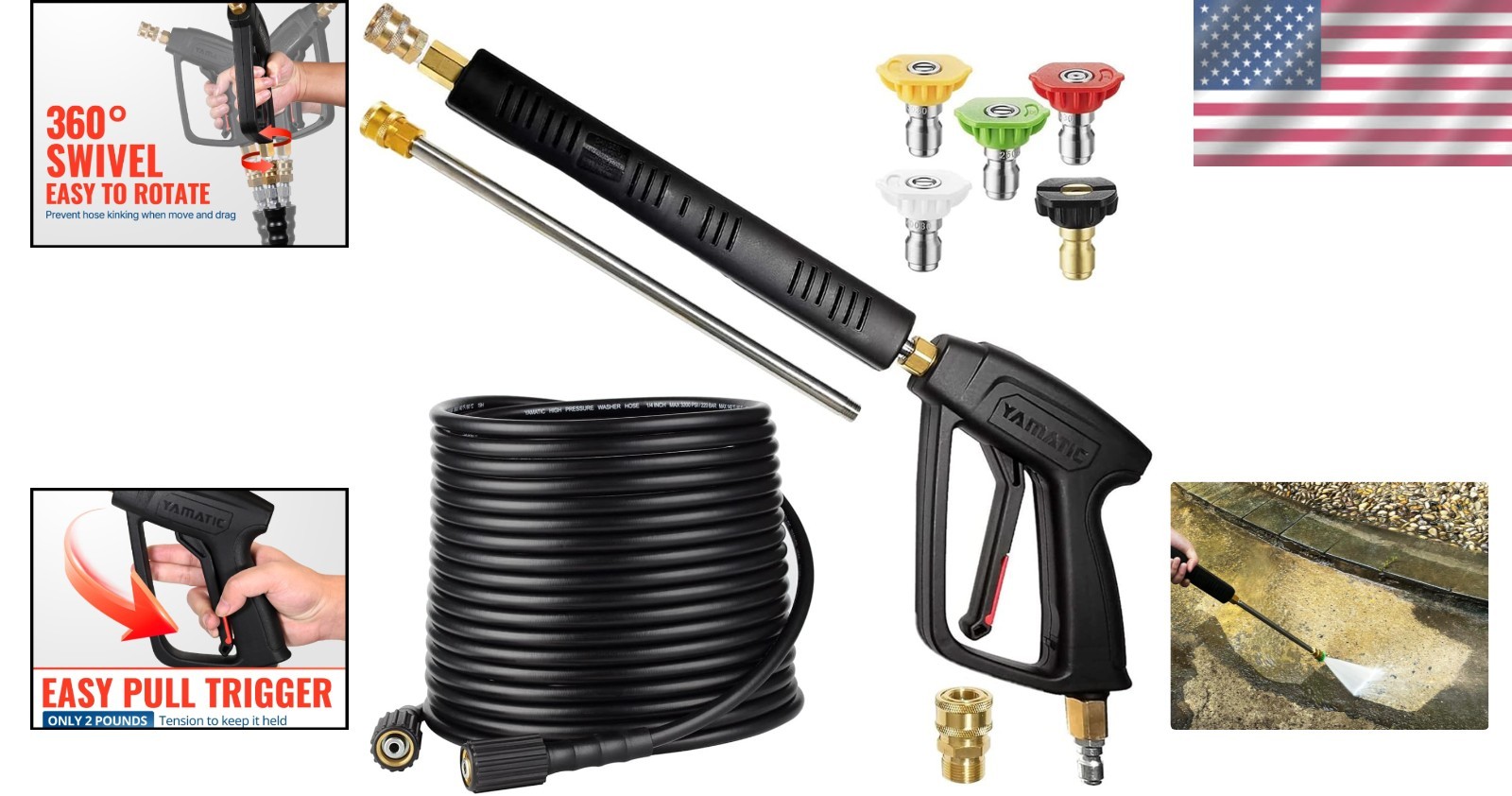 Kink-Resistant 50 FT Pressure Washer Hose & Wand Kit – Compatible & Reliable