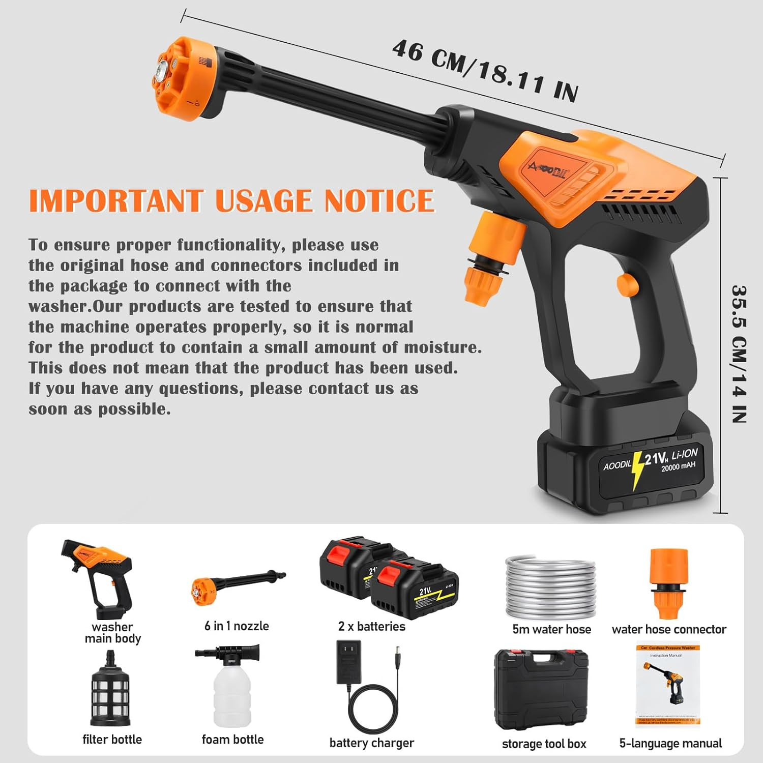 Cordless Portable Washer Battery Operated, Handheld Washer with 6 in 1 Nozzle 16