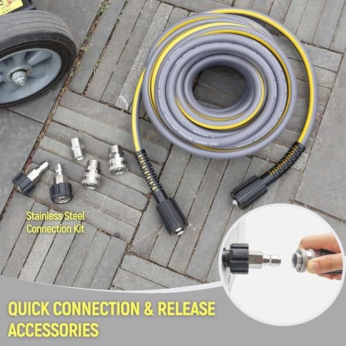 Flexible Pressure Washer Hose 1/4” Kink Resistant 3600 PSI Power Washer 50FT