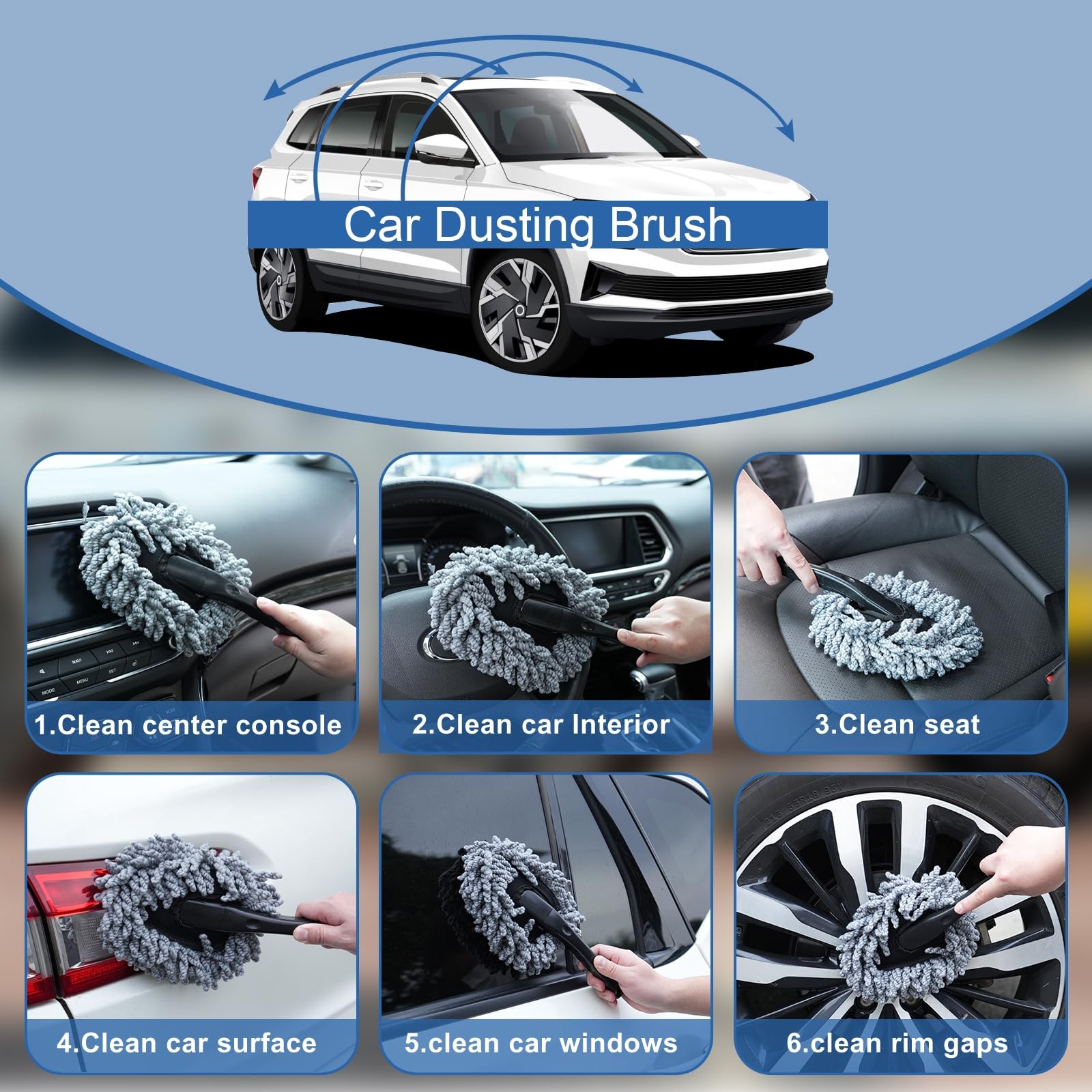 Viewsun Windshield Cleaner Tool, 13Pcs Car Interior Cleaning Kit, Grey