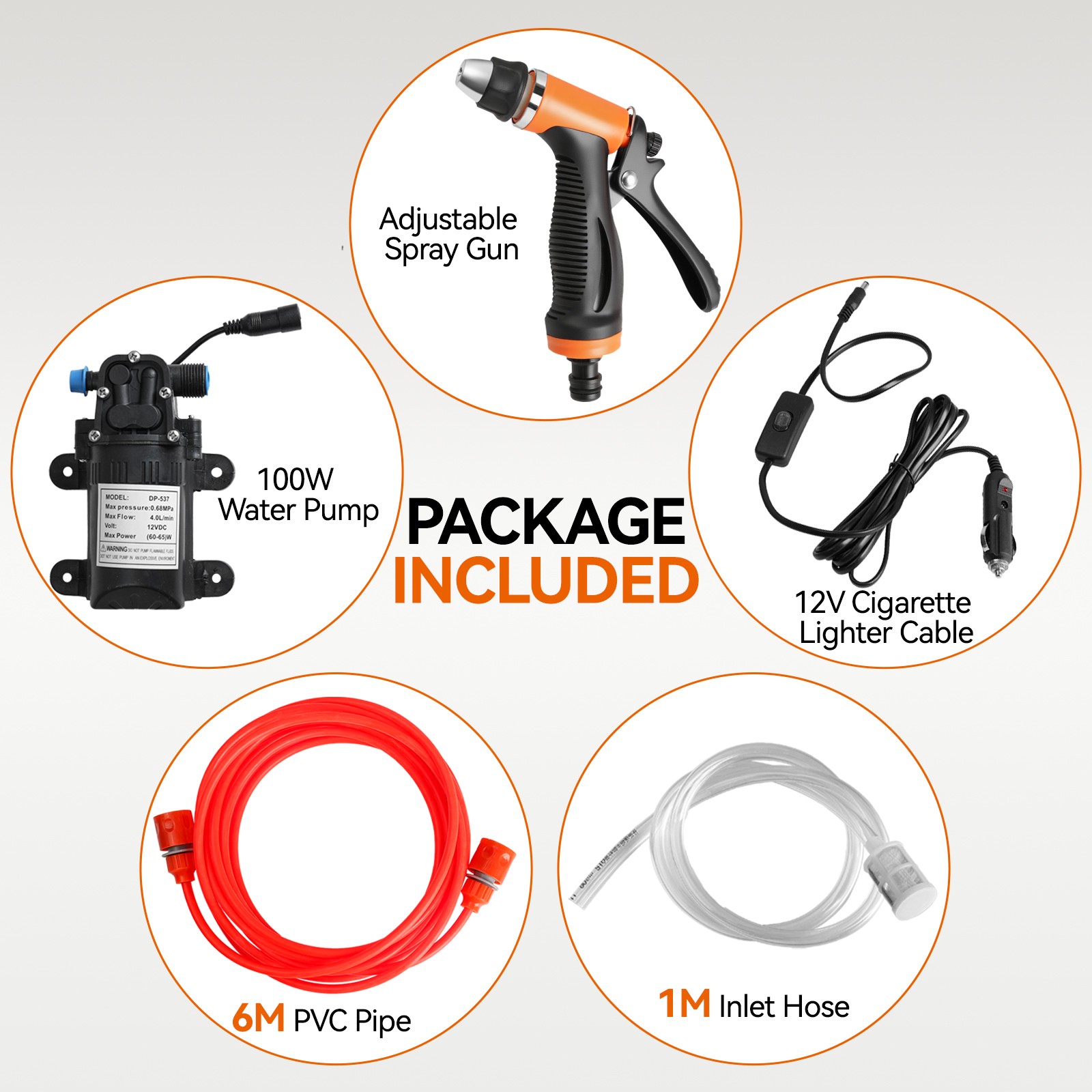 Car Power Washer Washing Kit Water Portable Pump 130PSI Pressure Sprayer For SUV