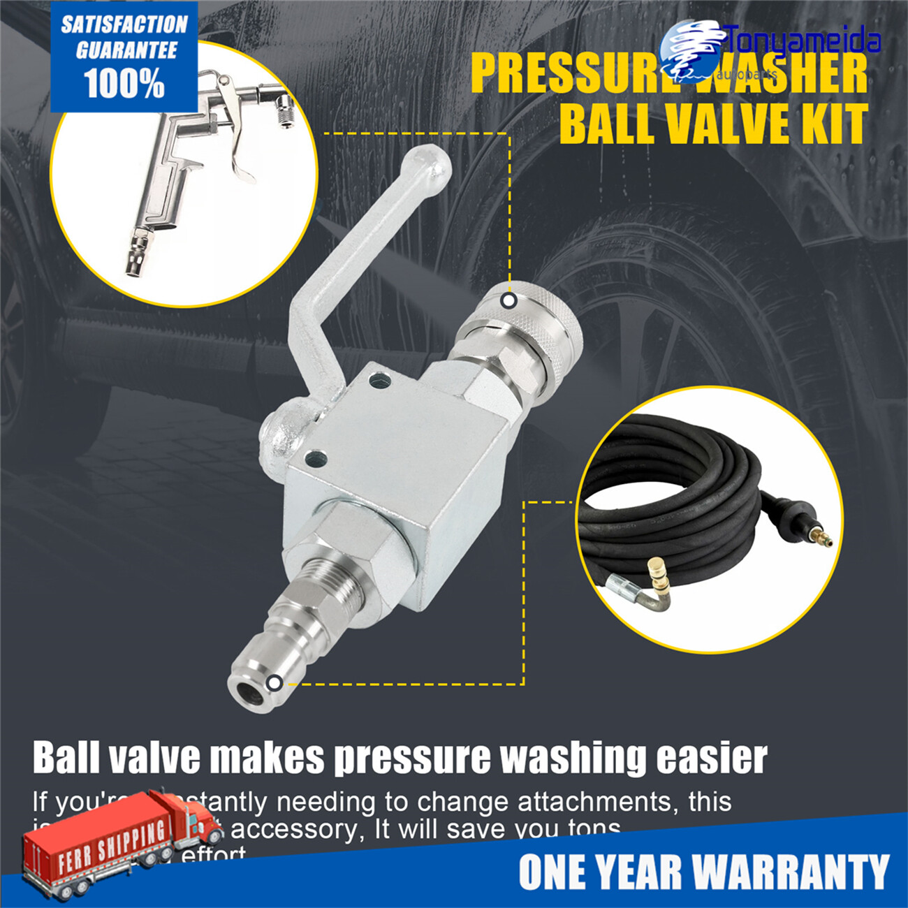 3/8″ Ball Valve for Pressure Washers Max 4500 PSI 3/8″ fitting Female Out