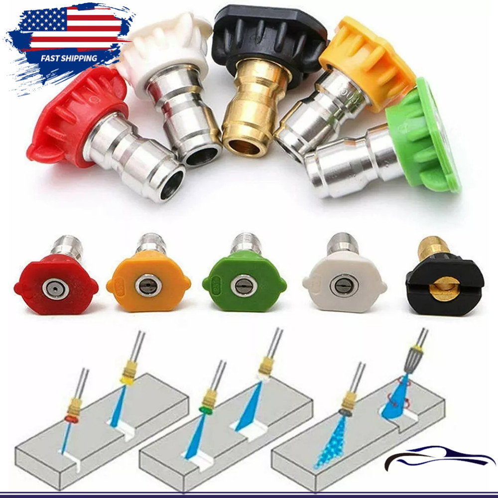 5Pcs Quick Connect 1/4″ Set Pressure Washer Spray Tips Nozzles High Power Kit