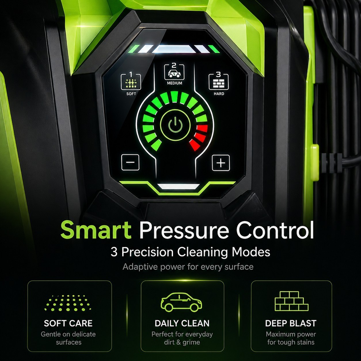 Pressure Washer 4500PSI 3.0GPM, 15-Level Touchscreen, 4 Nozzles, for Driveway