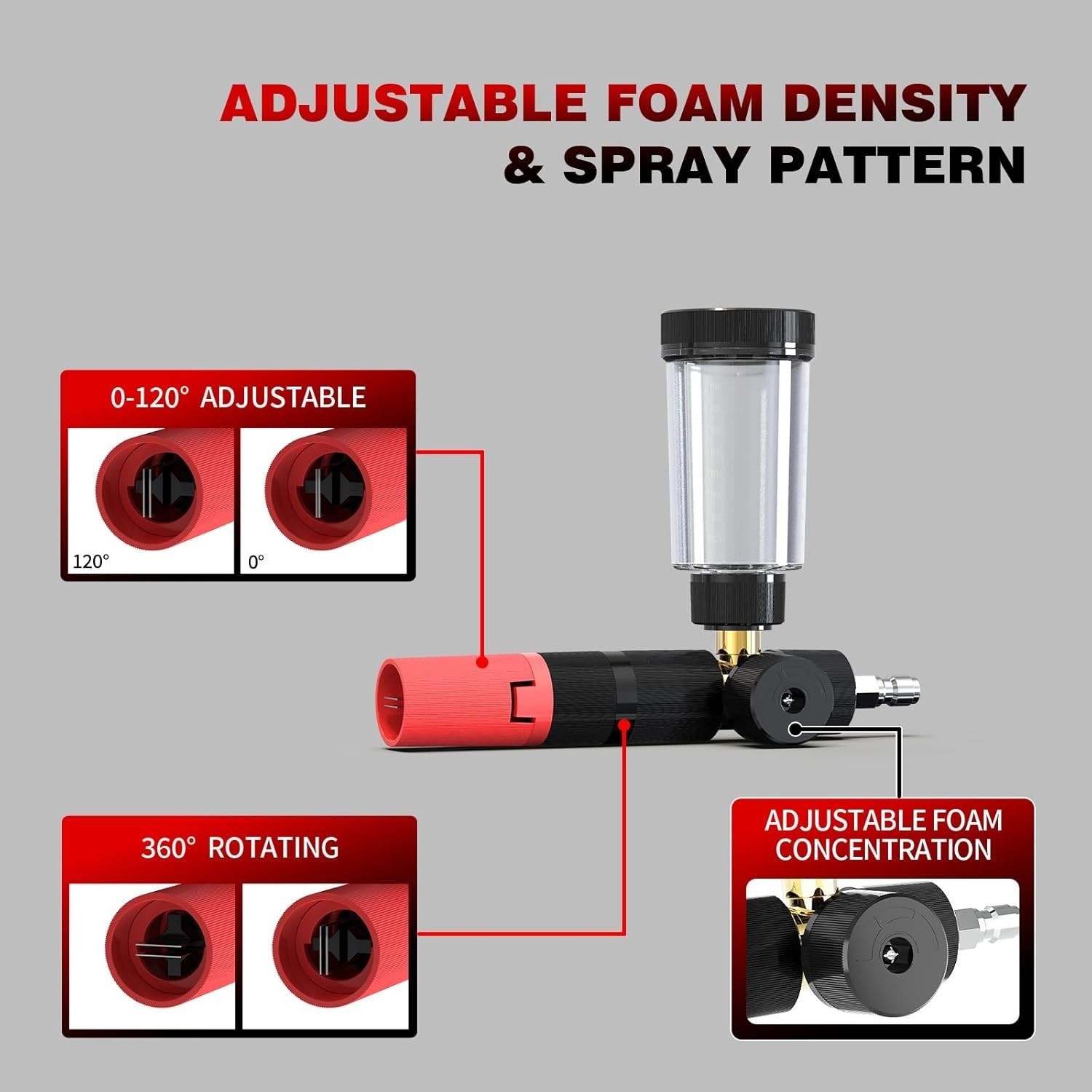 Lightweight 4500 PSI Foam Cannon with Adjustable Nozzle for Fast Car Washing