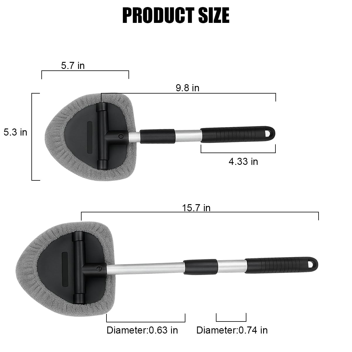 TNAIYH Car Windshield Cleaner Tool, Extendable Handle Triangle, Black