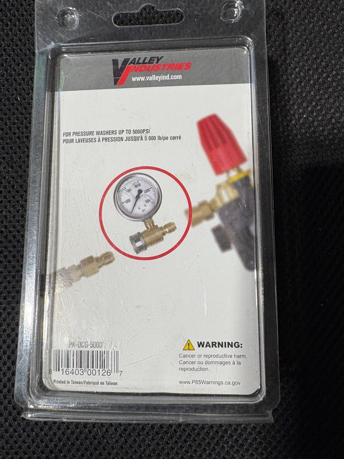 Valley Washer Pressure 2.5″ Gauge Kit, Universal PK-QCG-5000, up to 5000 PSi