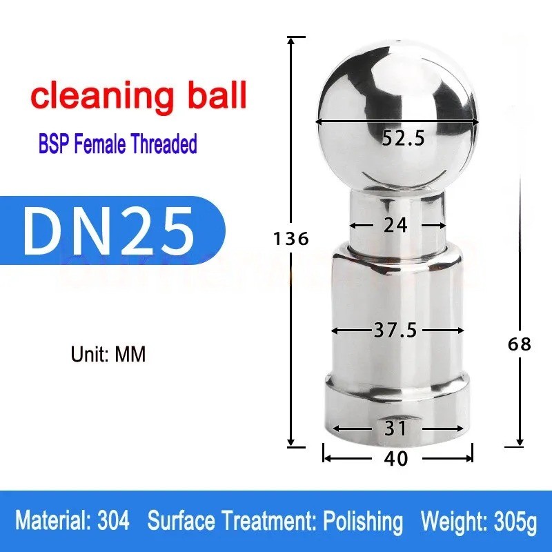 1PCS Rotary Spray Ball Cleaning Head 1/2″ 3/4″1″ 2″ Rotating Tank Washing Nozzl#