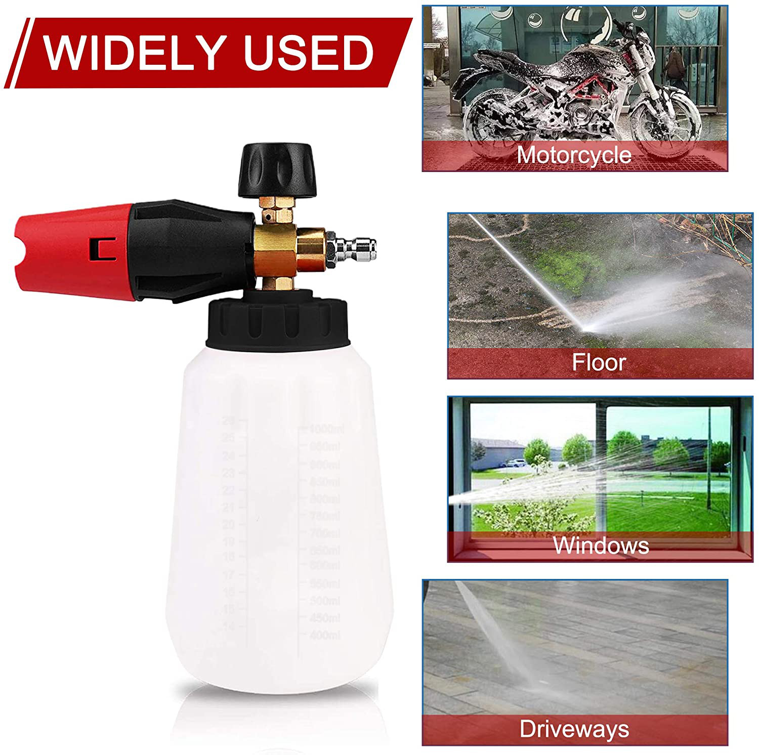 Pressure Washer Gun Foam Cannon with 1/4 Inch Quick Connector for Car Washing US