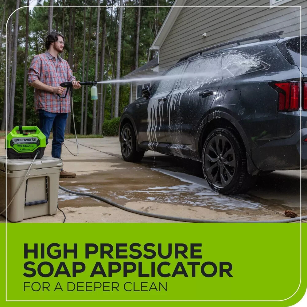 New Greenworks 1900 MAX PSI 1.2 GPM Electric Compact Pressure Washer (GPW1901)