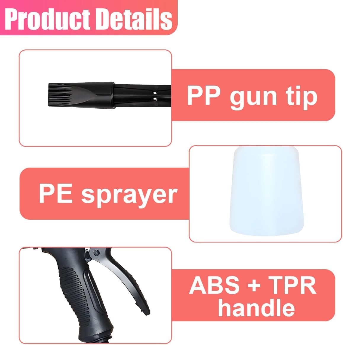 Car Wash Foam Gun Adjustable Foam Cannon for Hose 6 Level Soap Sprayer Garden