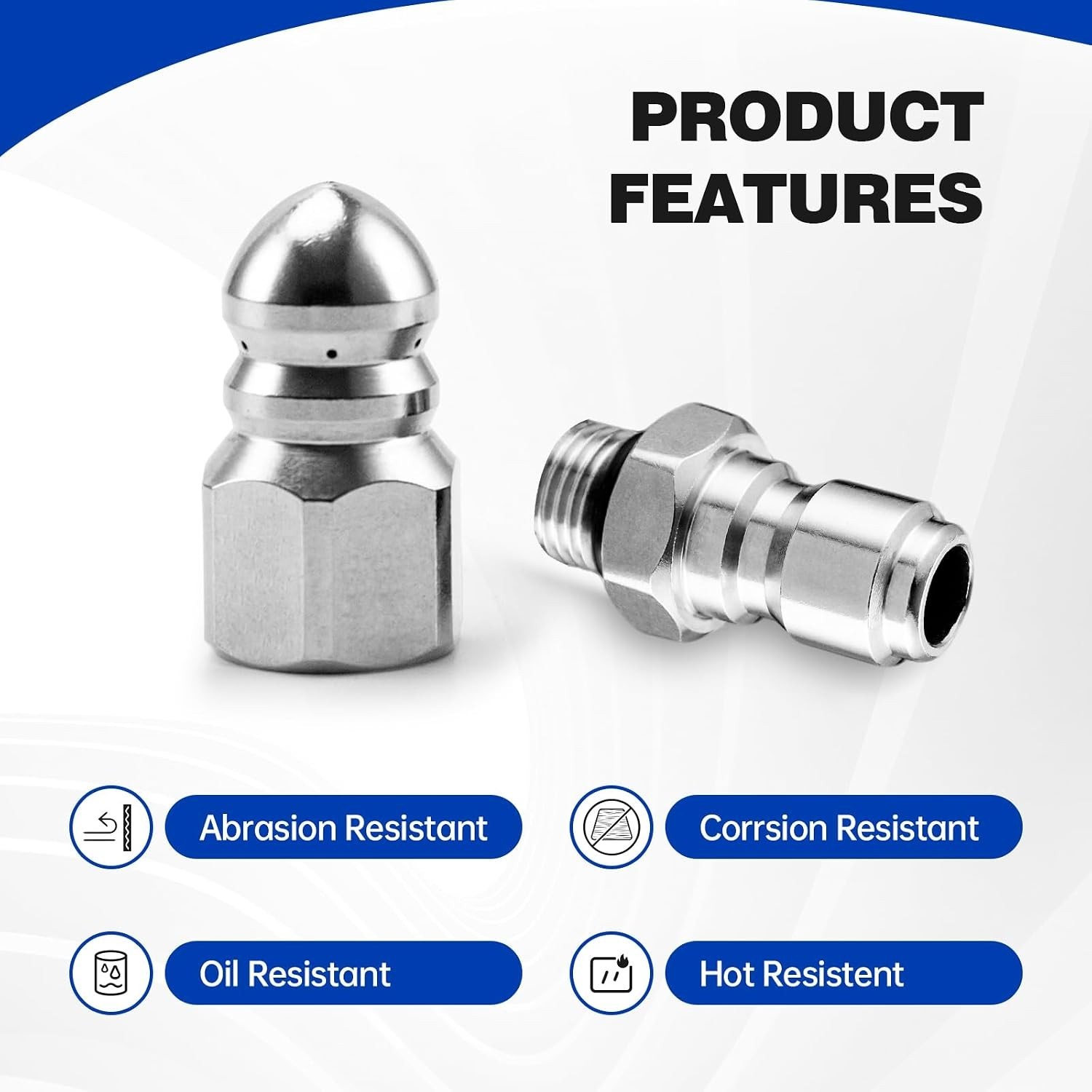 Pressure Washer Nozzle, 3/8″ Quick Connect, Stainless Steel, 5000 PSI
