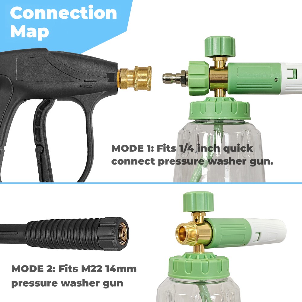 Foam Cannon for Pressure Washer with Dual-Connector&Short Pressure Washer Gun…