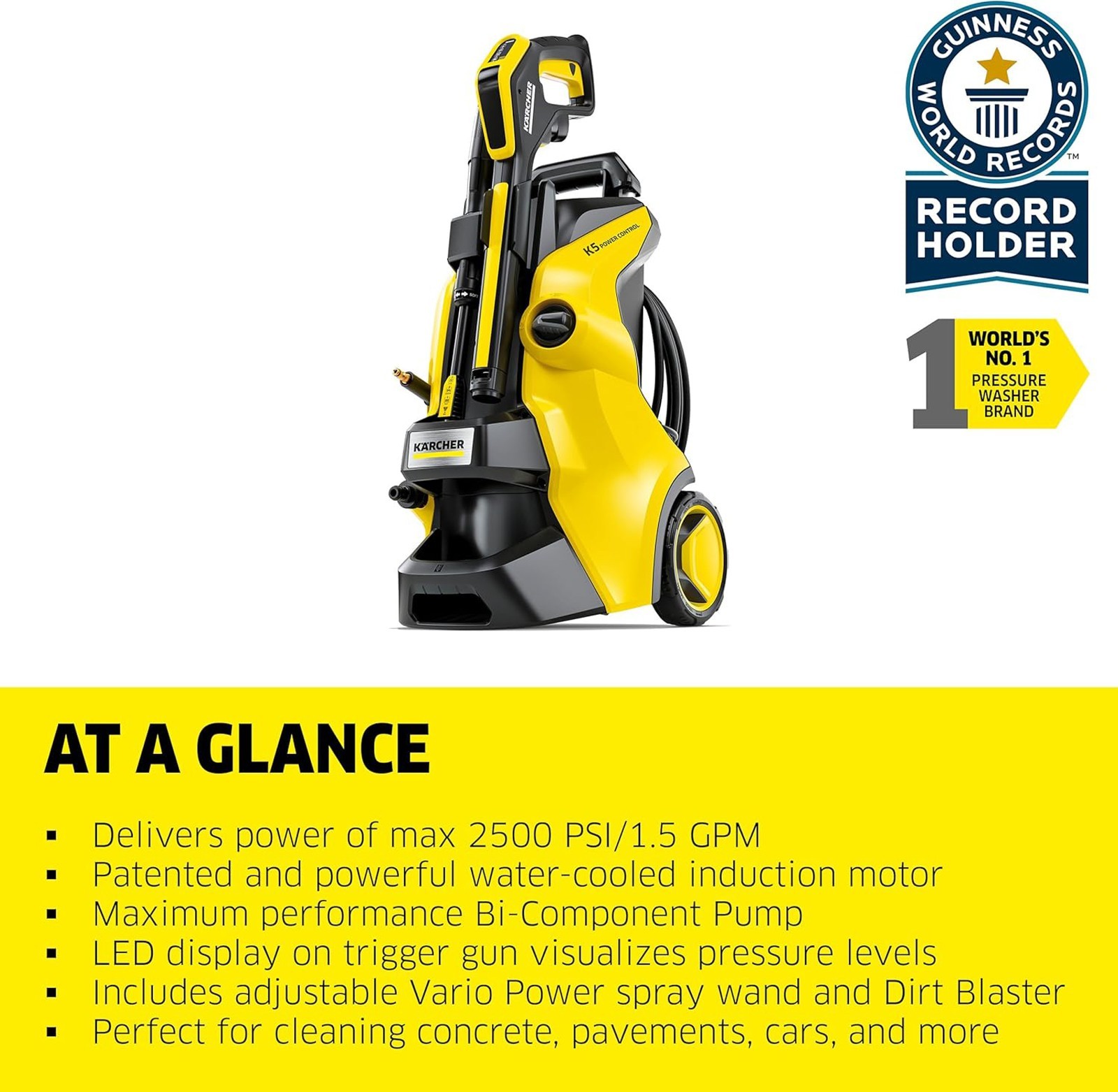 Karcher K5 Power Control 2500 PSI Electric Power Washer 1.55 GPM Quick Connect