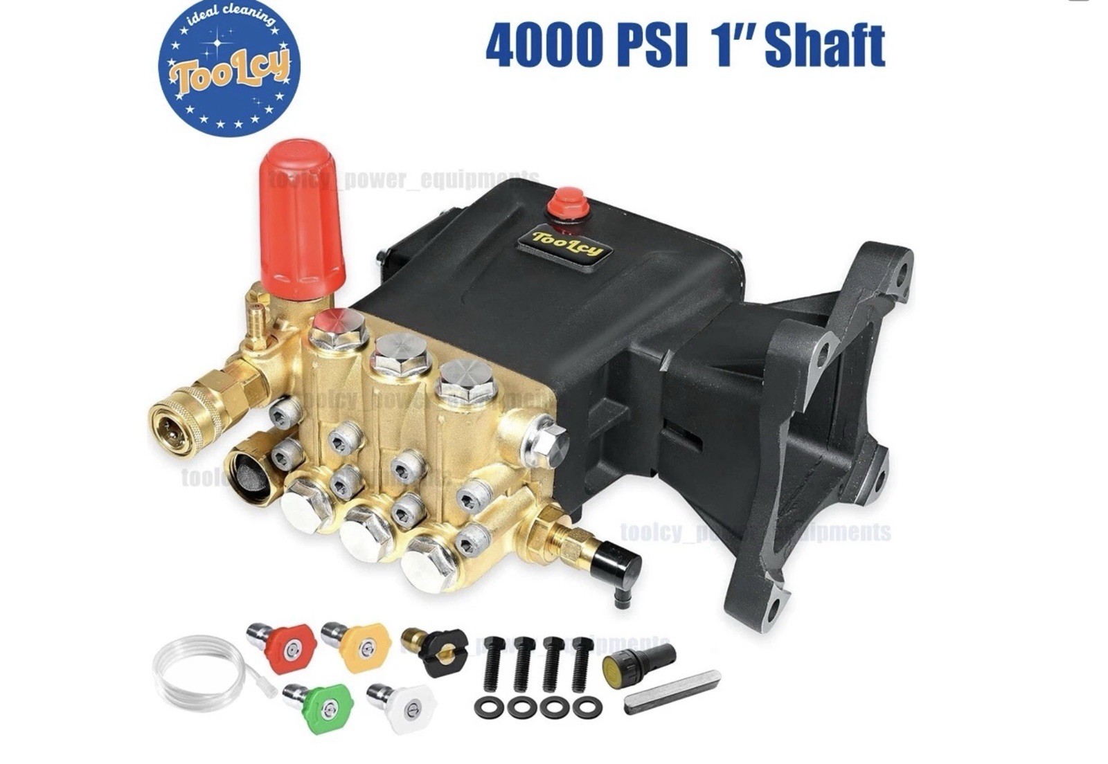 TOOLCY 4000 PSI Triplex Pressure Washer Pump 1″ Shaft Horizontal Plunger 4.2 GPM