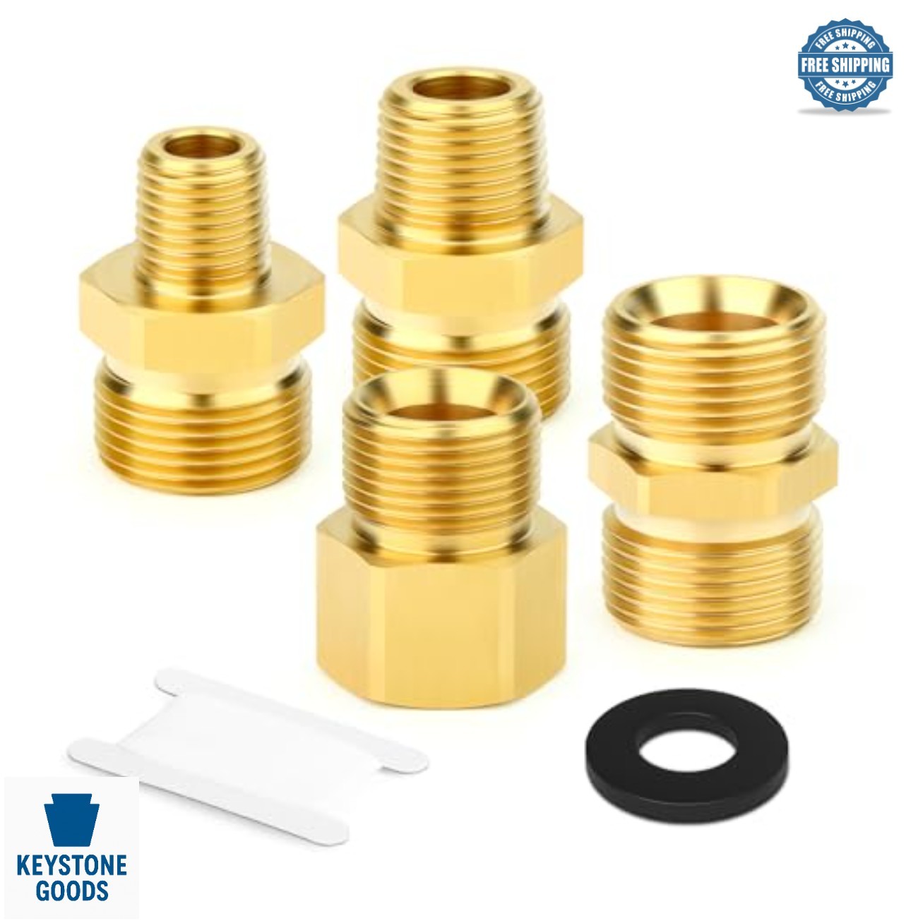 Brass M22 Pressure Washer Fitting Kit 4 Piece Adapter Connector Set Brass