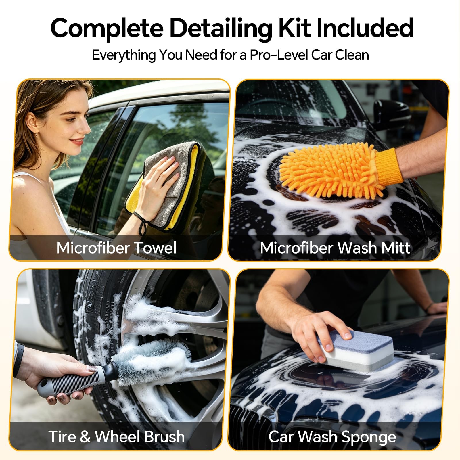 AutoShark 7-in-1 Car Wash Kit with 20L Folding Bucket & Brush – Car Wash Mop …