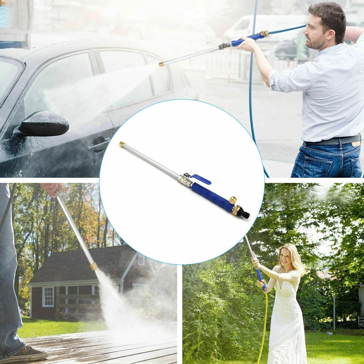 Garden Hose High Pressure Power Washer Water Spray Gun Nozzle Wand Attachment