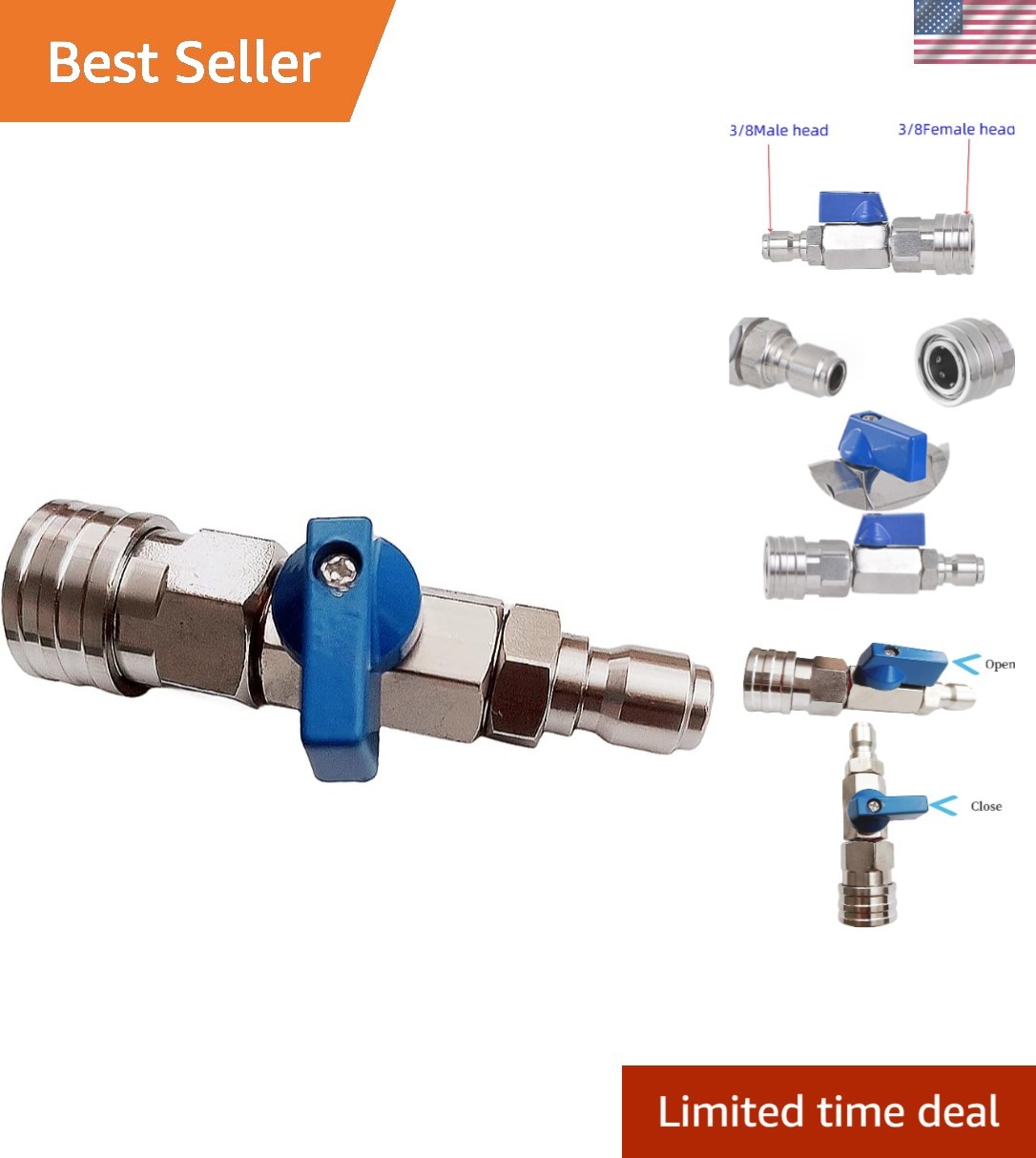 High Pressure Washer Ball Valve Kit – Stainless Steel Ball Valve，3/8″ Quick C…
