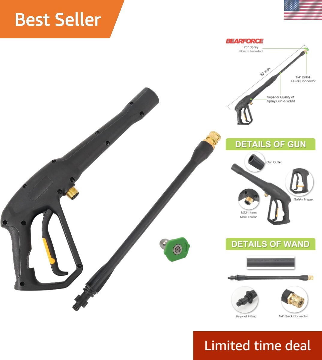 Versatile High-Pressure Spray Gun Wand Kit – Fits Most Electric Pressure Washers