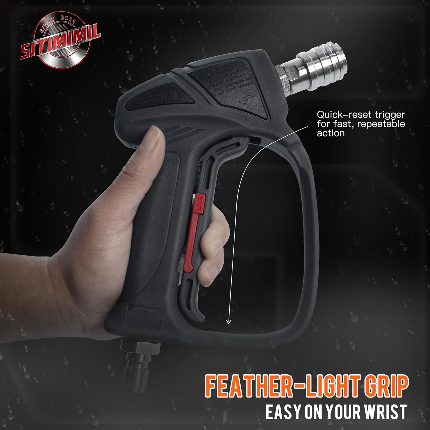 4500 PSI Short Pressure Washer Gun, 3/8″ QC Plug to M22-14/15mm