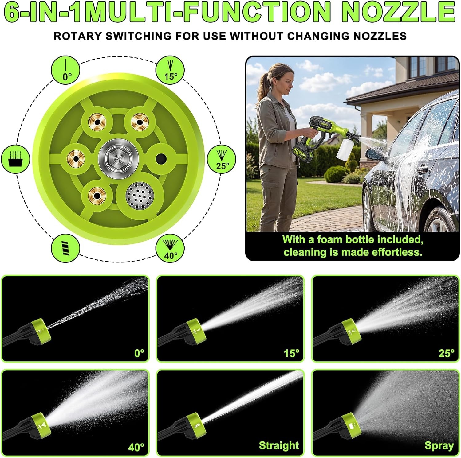 Cordless Portable Washer Handheld 3 Modes 23FT Hose